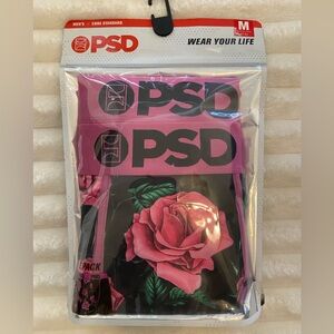 PSD Underwear Mens Pink Roses Four-way Stretch Boxer Brief Size M 2 Pack